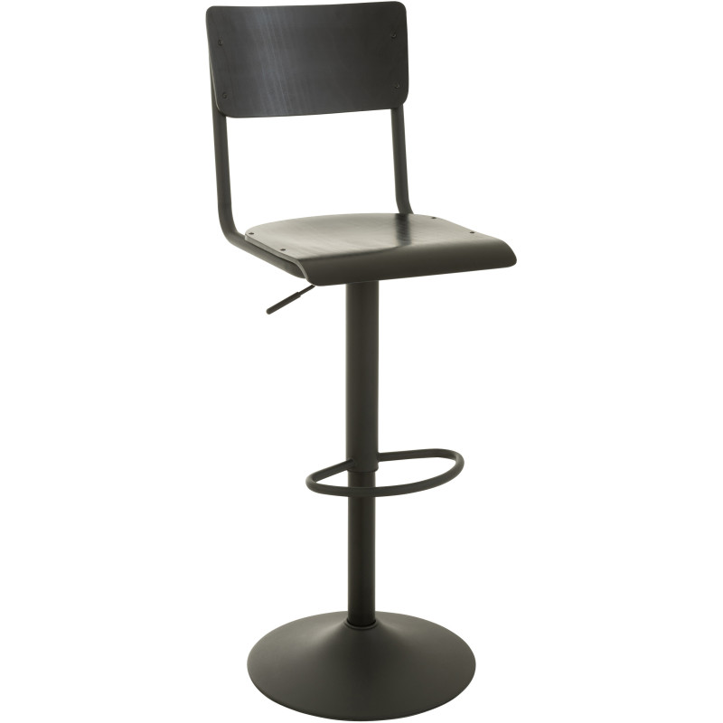 Tabouret de bar avec dossier Toto en Bois de peuplier Noir Métal Noir - 8