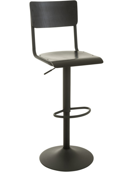 Tabouret de bar avec dossier Toto en Bois de peuplier Noir Métal Noir - 8