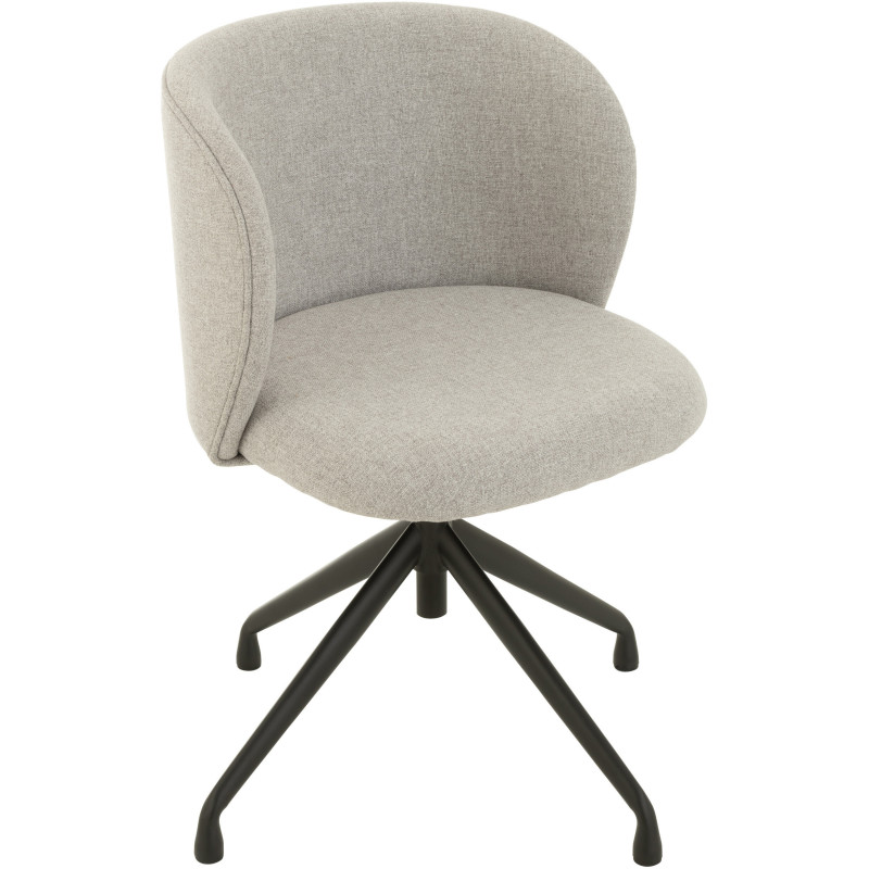 Chaise Turn en Lin Gris clair Métal Noir - 1