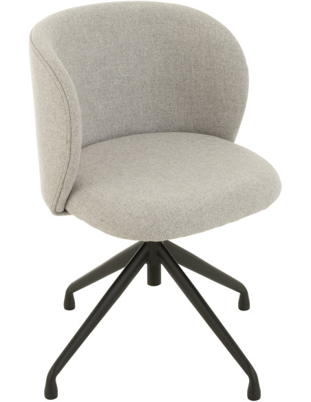 Chaise Turn en Lin Gris clair Métal Noir - 1
