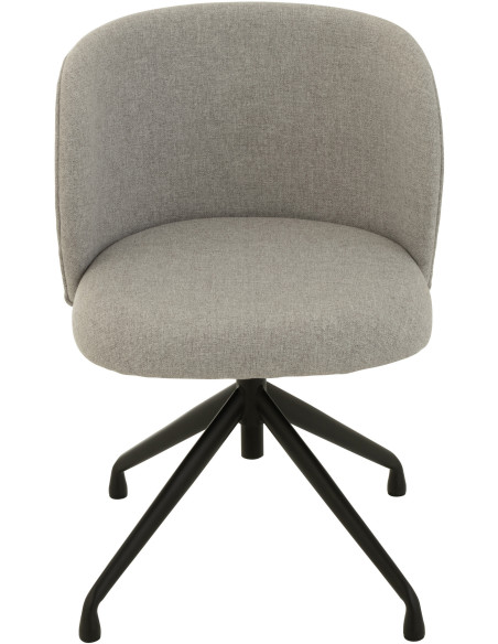 Chaise Turn en Lin Gris clair Métal Noir - 2