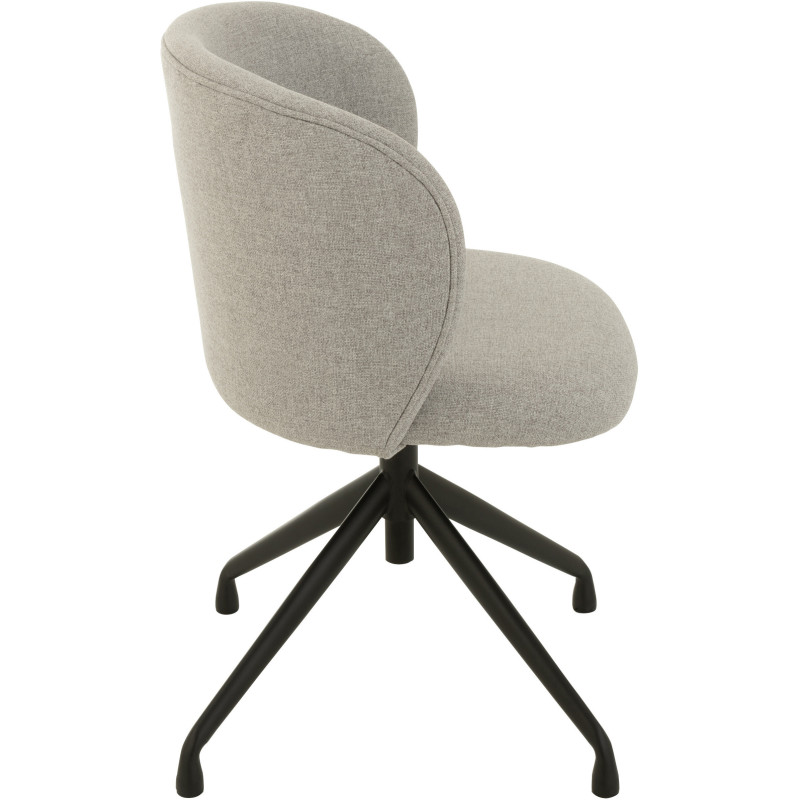 Chaise Turn en Lin Gris clair Métal Noir - 3