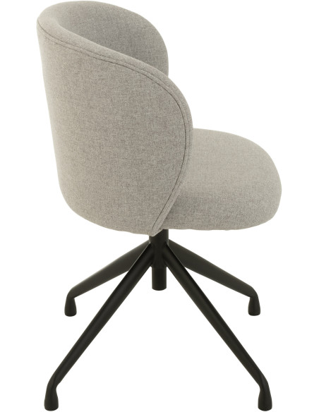 Chaise Turn en Lin Gris clair Métal Noir - 3