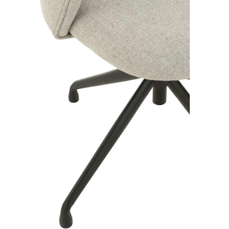 Chaise Turn en Lin Gris clair Métal Noir - 5