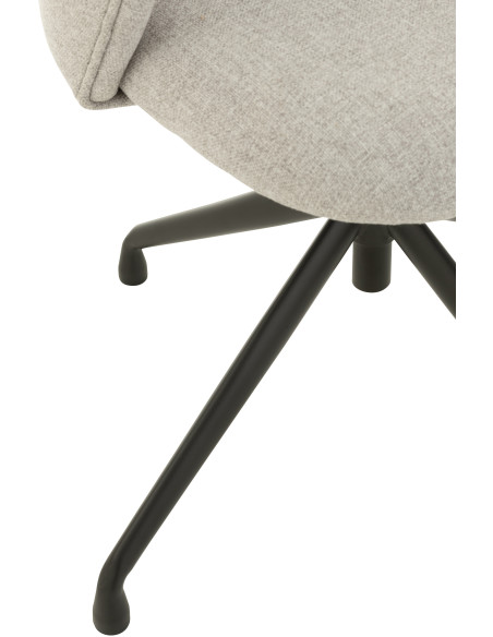 Chaise Turn en Lin Gris clair Métal Noir - 5