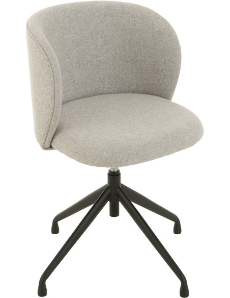 Chaise Turn en Lin Gris clair Métal Noir - 8