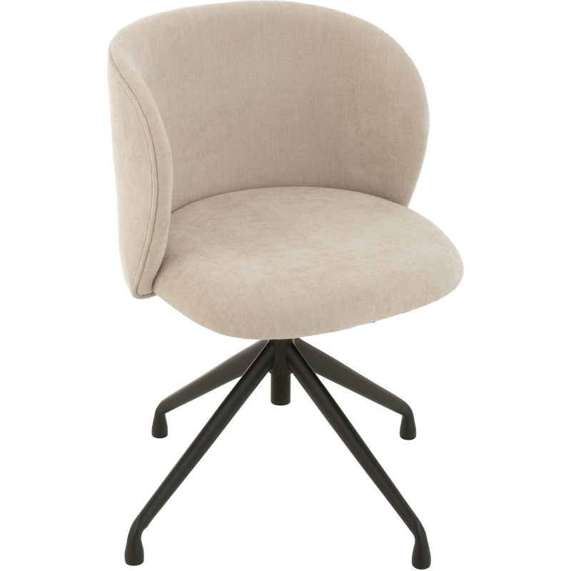 Chaise Turn en Tissu Beige Métal Noir - 1
