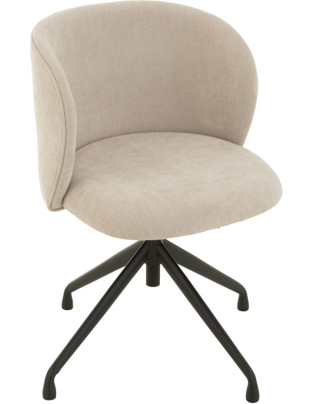Chaise Turn en Tissu Beige Métal Noir - 1