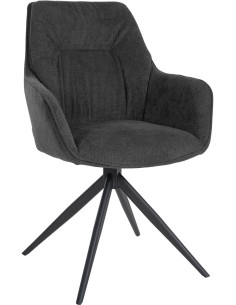 Chaise Pivotante Avec accoudoirs Louna en Polyester Gris foncé Métal Noir Mat - 1