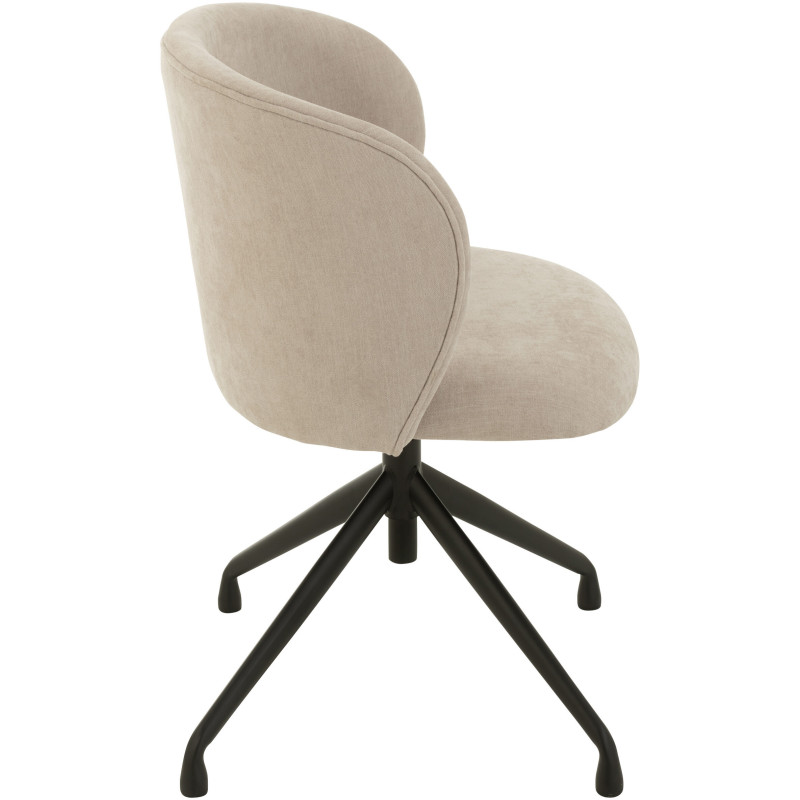 Chaise Turn en Tissu Beige Métal Noir - 3