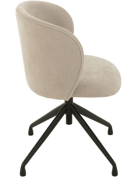 Chaise Turn en Tissu Beige Métal Noir - 3