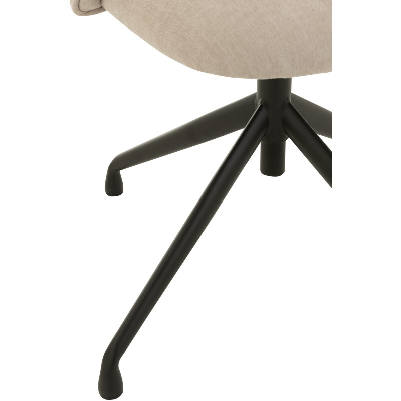 Chaise Turn en Tissu Beige Métal Noir - 5