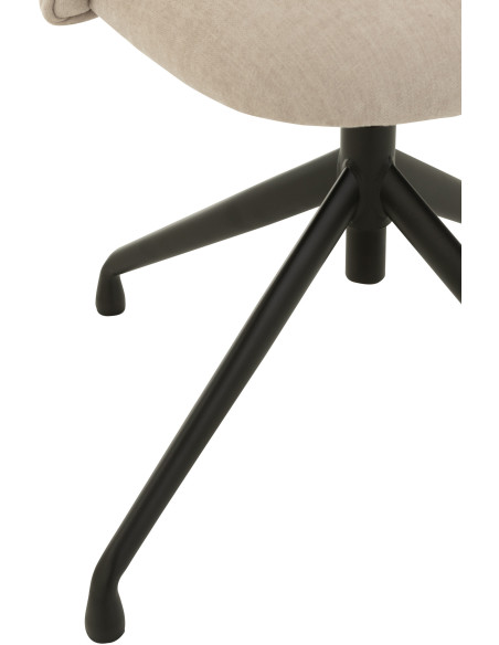 Chaise Turn en Tissu Beige Métal Noir - 5