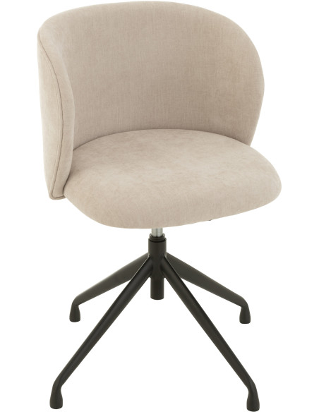 Chaise Turn en Tissu Beige Métal Noir - 8