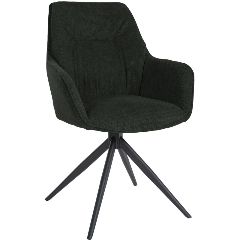 Chaise Pivotante Avec accoudoirs Louna en Polyester Noir Métal Noir Mat  - 1