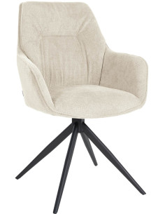 Chaise Pivotante Avec accoudoirs Louna en Polyester Beige Métal Noir Mat - 1