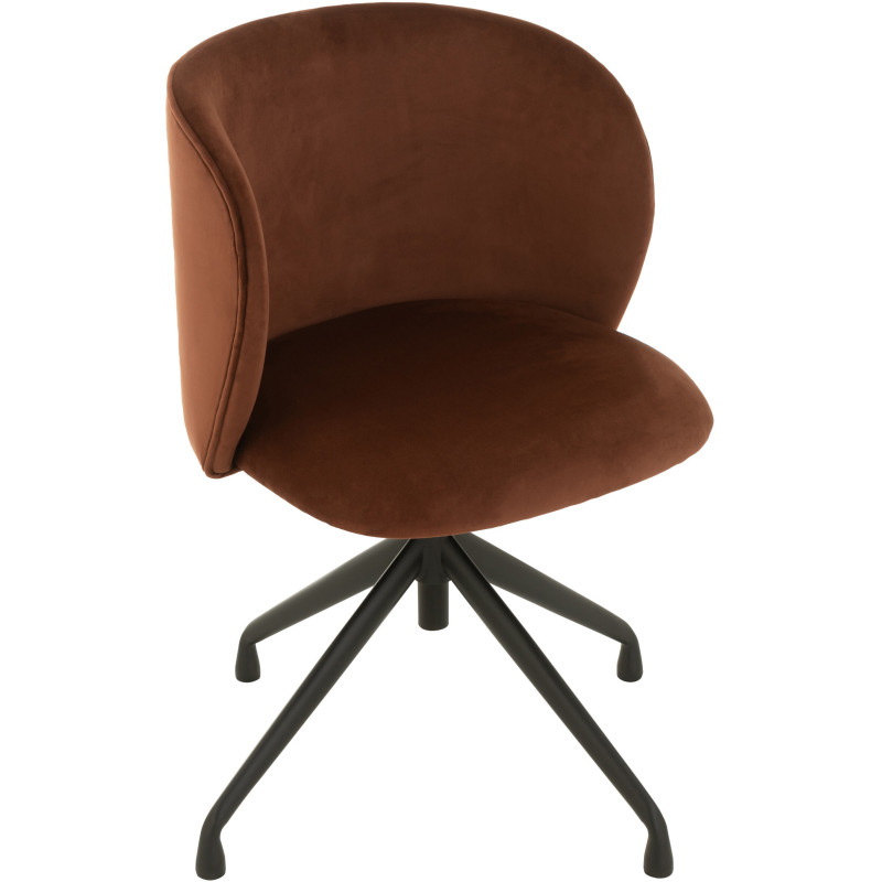 Chaise Turn en Velours Marron foncé Métal Noir - 1