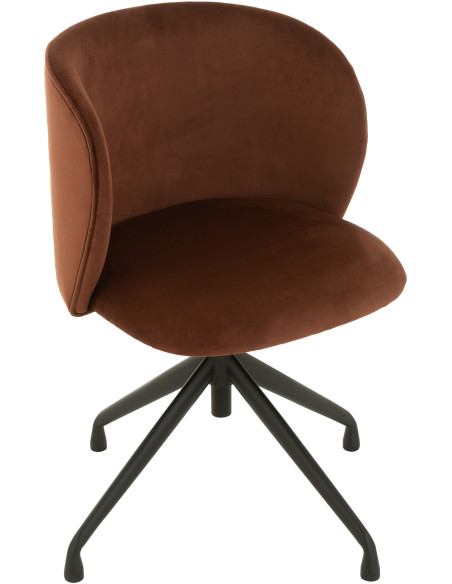 Chaise Turn en Velours Marron foncé Métal Noir - 1