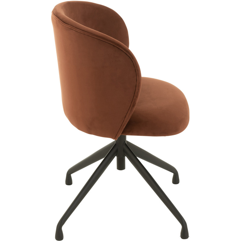 Chaise Turn en Velours Marron foncé Métal Noir - 3