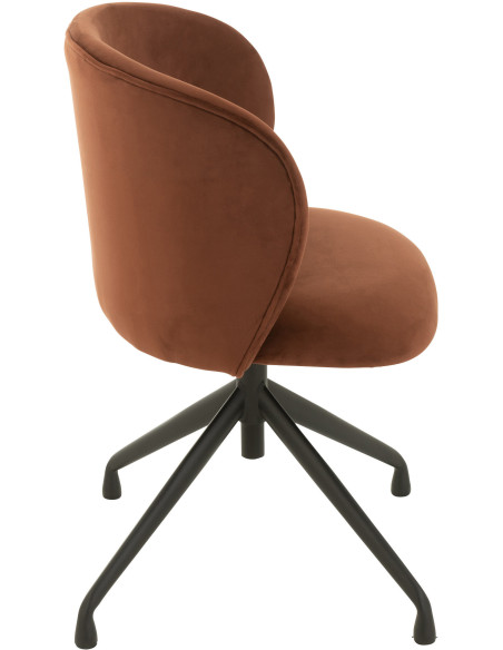 Chaise Turn en Velours Marron foncé Métal Noir - 3