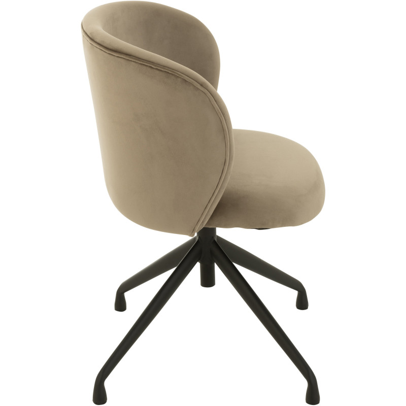 Chaise Turn en Velours Gris foncé Métal Noir - 3