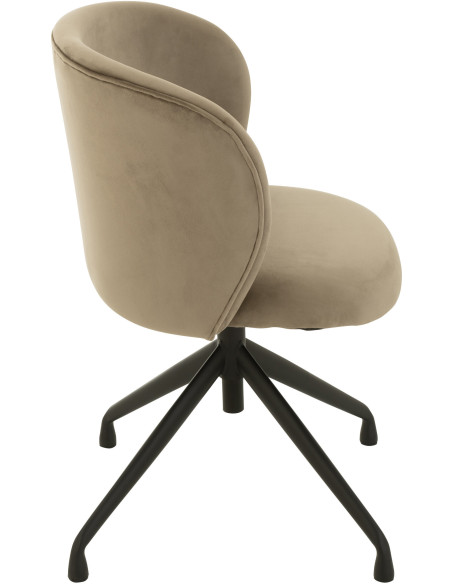 Chaise Turn en Velours Gris foncé Métal Noir - 3