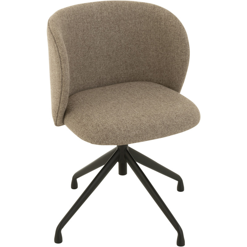 Chaise Turn en Lin Marron clair Métal Noir - 1