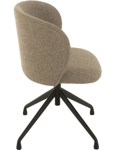 Chaise Turn en Lin Marron clair Métal Noir - 3