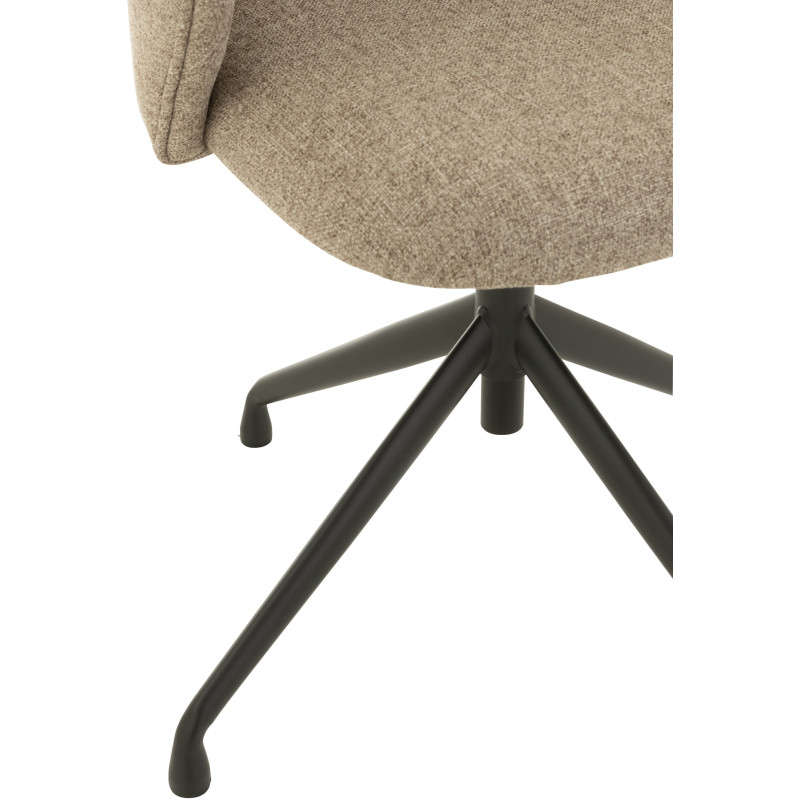 Chaise Turn en Lin Marron clair Métal Noir - 5