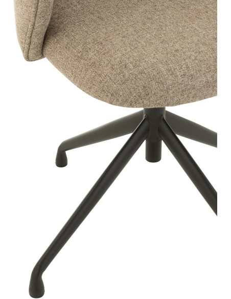 Chaise Turn en Lin Marron clair Métal Noir - 5