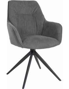 Chaise Pivotante Avec accoudoirs Louna en Polyester Gris clair Métal Noir Mat - 1