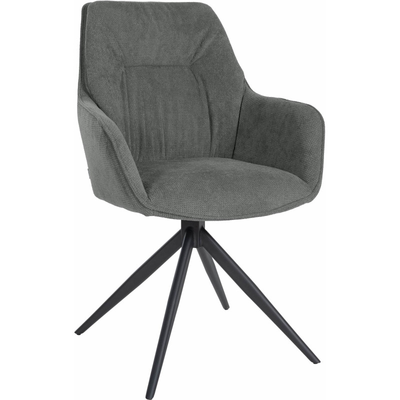 Chaise Pivotante Avec accoudoirs Louna en Polyester Gris clair Métal Noir Mat - 1