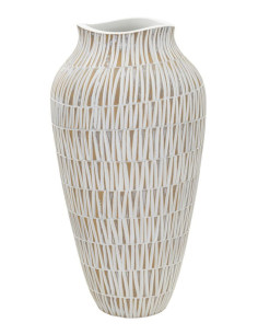 Vase moderne Rond Hauteur 44 cm en Résine Doré Blanc Stiky 
