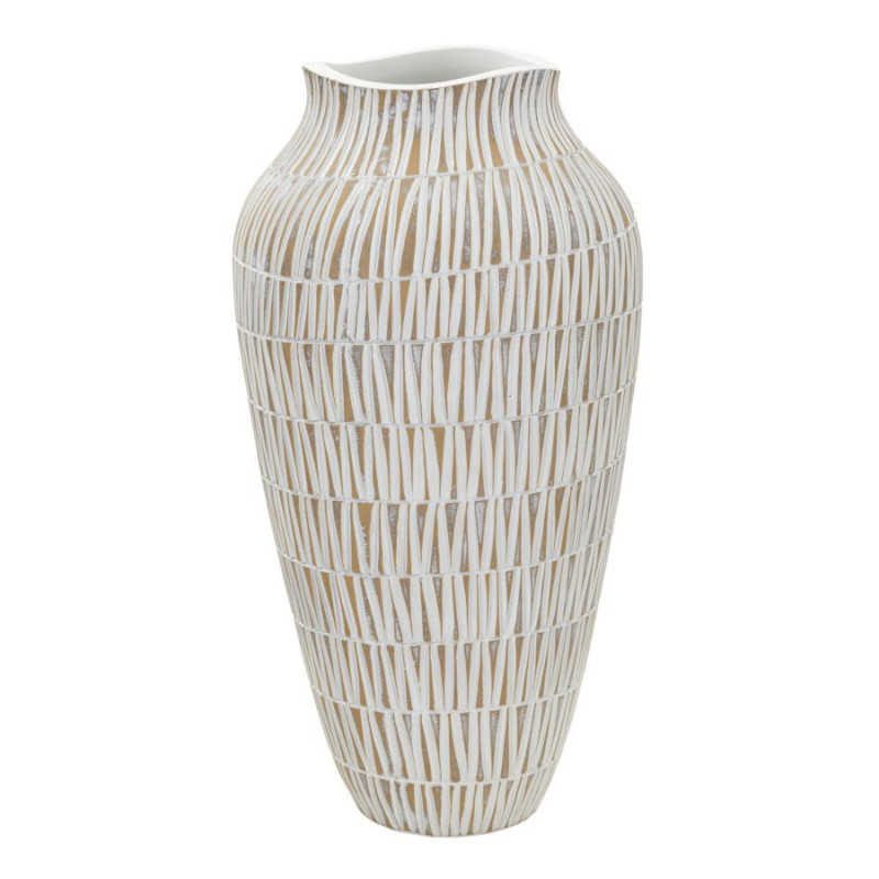 Vase moderne Rond Hauteur 44 cm en Résine Doré Blanc Stiky 