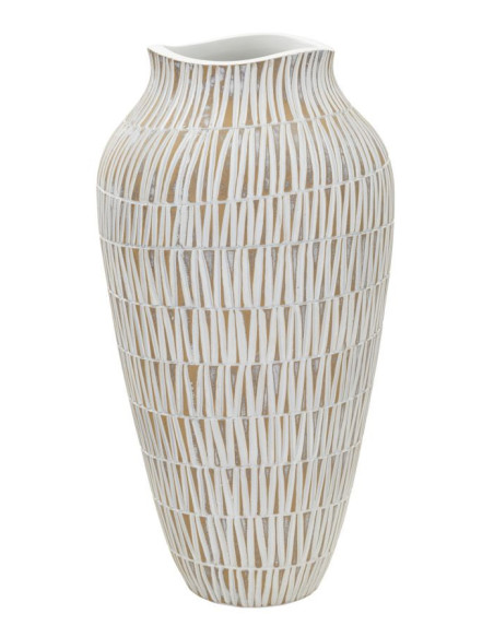 Vase moderne Rond Hauteur 44 cm en Résine Doré Blanc Stiky 