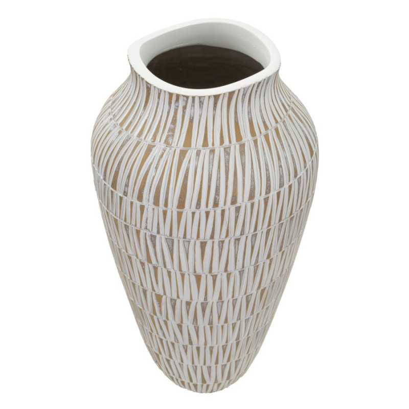 Vase moderne Rond Hauteur 44 cm en Résine Doré Blanc Stiky 