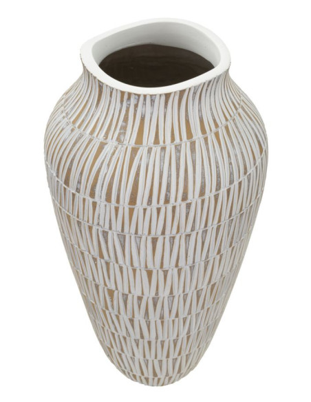 Vase moderne Rond Hauteur 44 cm en Résine Doré Blanc Stiky 