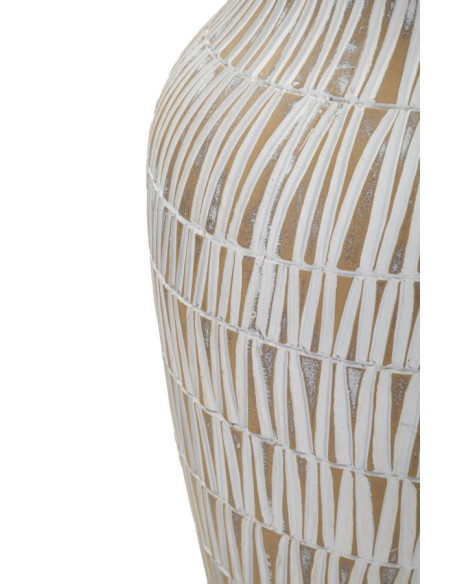 Vase moderne Rond Hauteur 44 cm en Résine Doré Blanc Stiky 