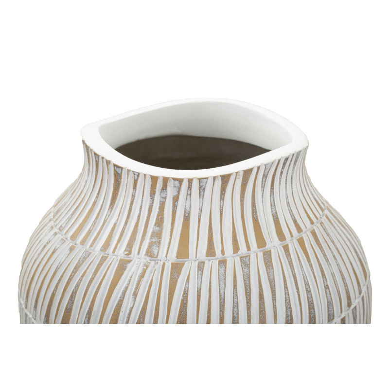 Vase moderne Rond Hauteur 44 cm en Résine Doré Blanc Stiky 