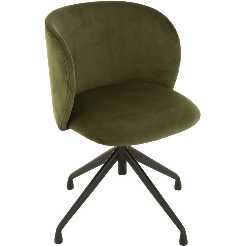 Chaise Turn en Velours Vert foncé Métal Noir - 1