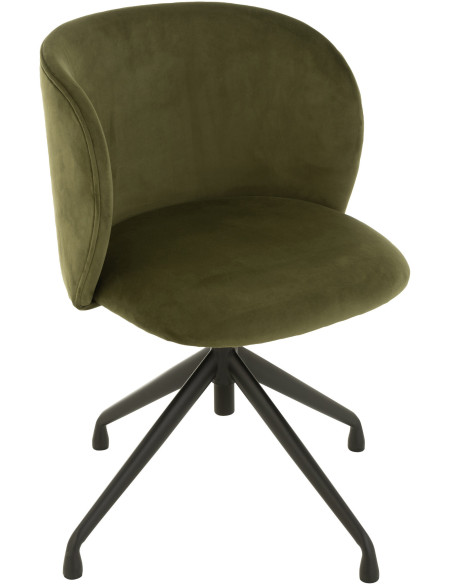 Chaise Turn en Velours Vert foncé Métal Noir - 1