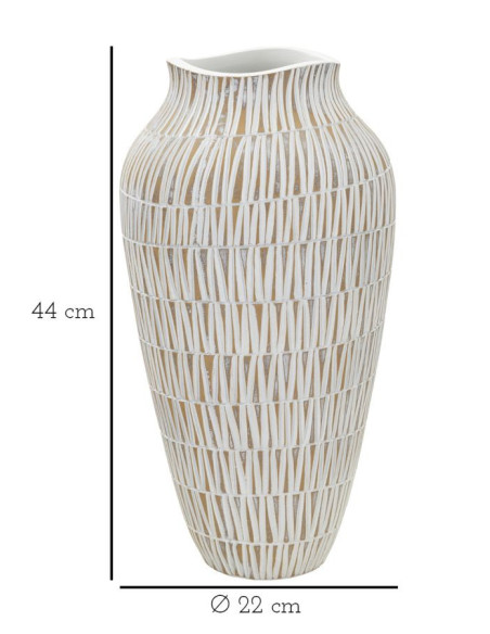 Vase moderne Rond Hauteur 44 cm en Résine Doré Blanc Stiky 