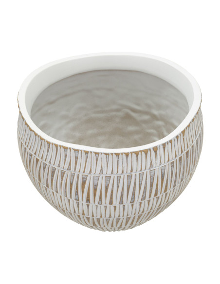 Cache pot moderne Rond Diamètre 22 cm en Résine Doré Blanc Stiky 