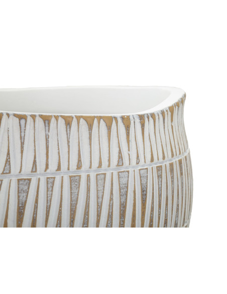 Cache pot moderne Rond Diamètre 22 cm en Résine Doré Blanc Stiky 