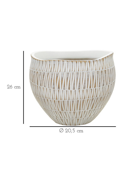 Cache pot moderne Rond Diamètre 22 cm en Résine Doré Blanc Stiky 