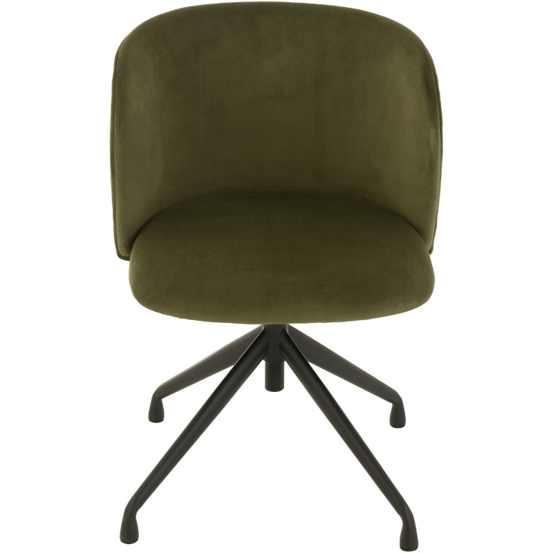 Chaise Turn en Velours Vert foncé Métal Noir - 2