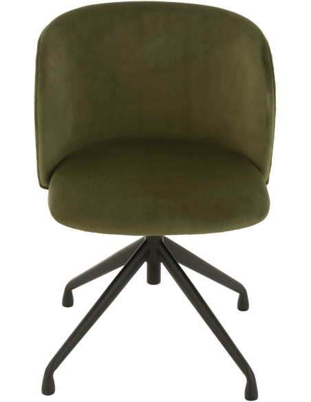 Chaise Turn en Velours Vert foncé Métal Noir - 2