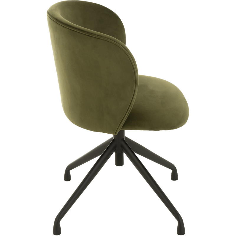 Chaise Turn en Velours Vert foncé Métal Noir - 3