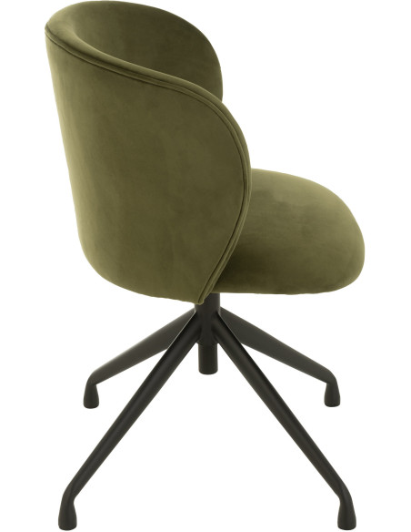 Chaise Turn en Velours Vert foncé Métal Noir - 3