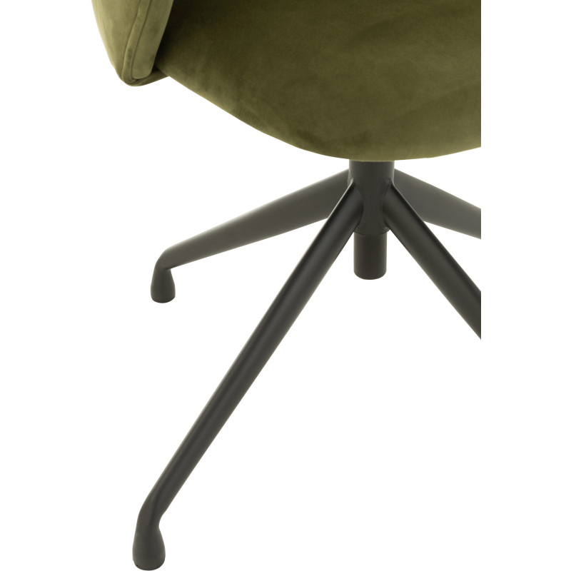 Chaise Turn en Velours Vert foncé Métal Noir - 5